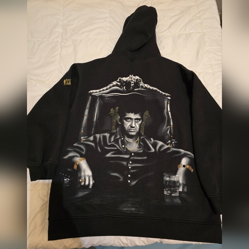 Vintage Black Scar Face Zip Up Hoodie 2xl